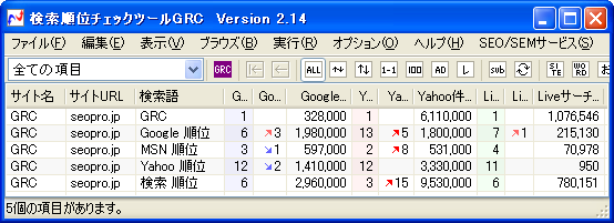 検索順位チェックツールGRC